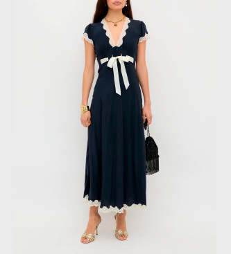 Rixo para mujer. 010.02400.325.06483 Vestido Marlice marino (L), Casual, Fiesta, Seda, Manga corta