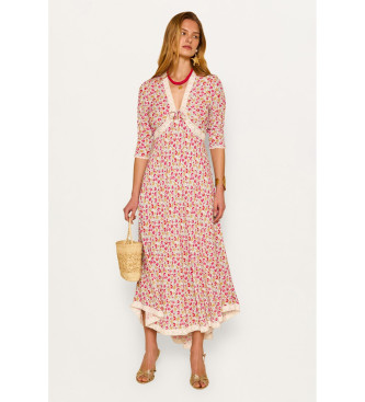 Rixovoor vrouwen. 010.01848.225.06423 Amina jurk roze (S), Casual, Viscose, 3/4 mouw