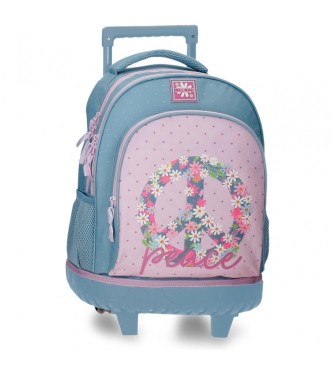 Roll Road para niña. 4862921 Mochila compact Peace azul, rosa (OSFA), Casual, Poliéster, moda infantil, Roll Road outlet 2024.