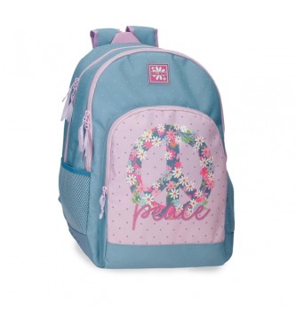 Roll Road para niña. 4862621 Mochila Escolar Peace Dos Compartimentos azul, rosa (OSFA), Casual, Poliéster, moda infantil, Roll Road outlet