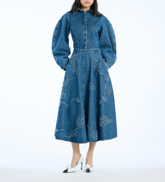 Rotate para mulher. 1151751602 Saia Berty azul (34), Casual, Algodão orgânico, Sustentável