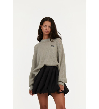 Rotate para mulher. 1128671125 Camisola de malha leve com logótipo cinzento (34), Casual, Cinza, Poliamida, Manga comprida, Sustentável