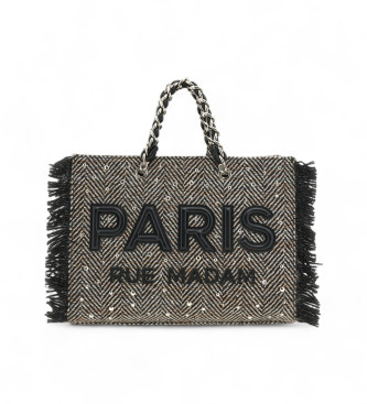 RUE MADAM PARIS para mulher. 1516 Saco Harris tote preto (OSFA), Casual, Poliéster