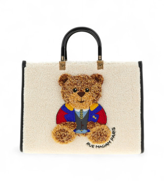 RUE MADAM PARIS para mulher. 1496 Marvin Tote Winter bege (OSFA), Branco, Casual, Poliuretano