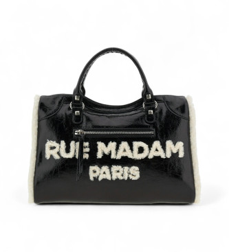 RUE MADAM PARIS para mujer. 1494 Bolso Shine Tote negro (OSFA), Casual, Poliuretano