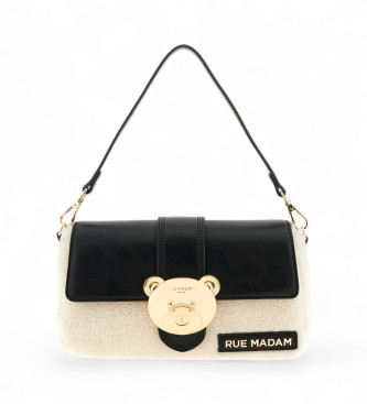 RUE MADAM PARIS para mulher. 1499 Saco de viagem de peluche inverno branco, preto (OSFA), Casual, Poliuretano