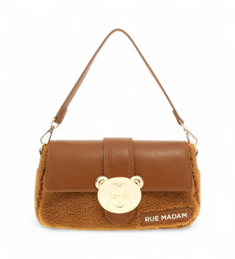 RUE MADAM PARIS para mujer. 1499 Bolso Teddy It-Bag Winter marrón (OSFA), Casual, Poliuretano
