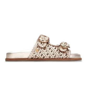 Carmela para mujer. 16305803-ORO Sandalias de Piel 163058 dorado (37), Plano, Hebilla, Casual