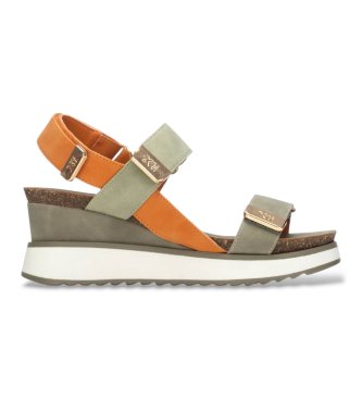 Xti para mujer. 14282212-KAKI Sandalias 142822 verde (38), 5 a 8cm, Velcro, Casual