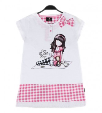 Santoro para criança. Coisinhas camisole rosa, branco Santoro