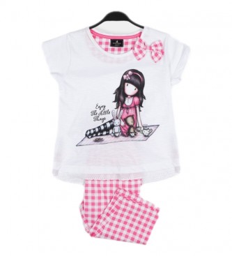 Santoro para criança. Coisinhas pijamas rosa, branco Santoro