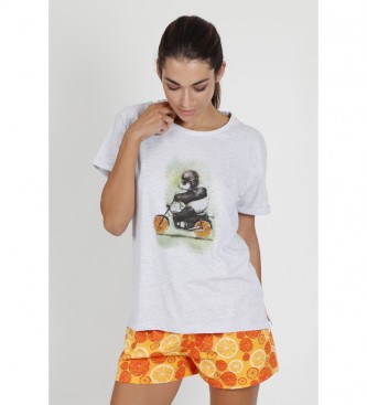 Santoro para mujer. Pijama de Manga Corta Panda blanco Santoro