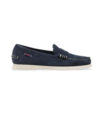Sebago para hombre. 7111MSW Mocasines de Piel Dan Boat marino (43), Azul, Plano, Ninguno, Casual