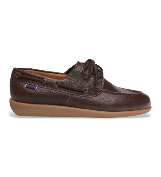 Sebago para hombre. 72125BW Mocasines de Piel Gary Jobson marrón (41), Plano, 1 a 3cm, Cordones, Casual, Clásico