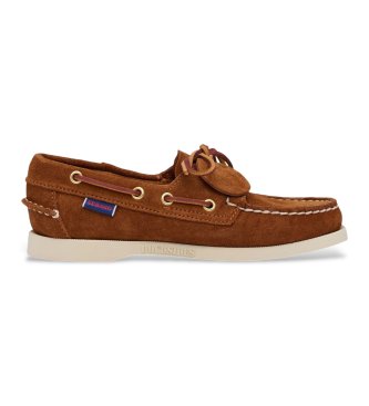 Sebago para mujer. 77131JW Mocasines de piel Portland Artisan Ox marrón (37), Plano, Cordones, Casual