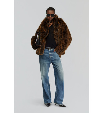 Semicouture para mujer. Y5WW01 Abrigo Carol marrón (38), Casual, Poliéster