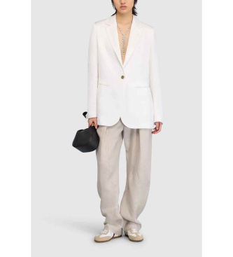 Semicouture para mujer. S6SM06 Americana Ebony blanco (44), Casual, Viscosa