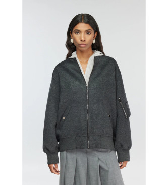 Semicouture para mujer. Y5WV51 Bomber Azalea antracita (40), Casual, Gris, Lana