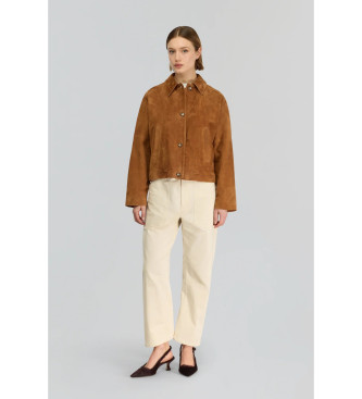 Semicouture para mujer. Y5WT21 Chaqueta de ante Violetta marrón (40), Casual