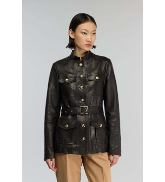 Semicouture para mujer. Y5WT25 Chaqueta Delia negro (42), Casual, Piel