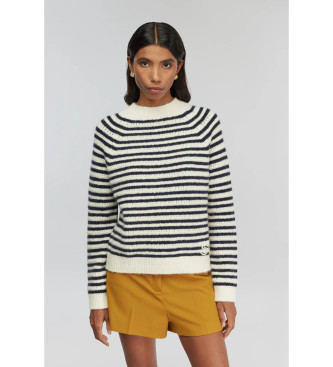 Semicouture para mujer. Y5WF12 Jersey Morgana a rayas (S), Blanco, Casual, Poliéster, Marino