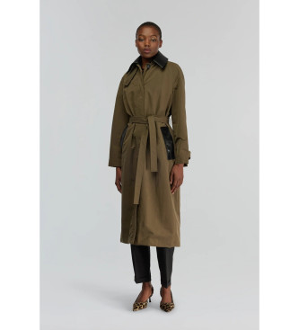 Semicouture para mujer. Y5WW30 Trench Alba verde (38), Casual, Poliamida