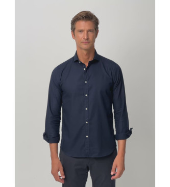 Silbon para hombre. 134169 Camisa sport estructura espiga marino (S), Casual, Algodón, Manga larga