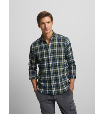 Silbon para hombre. 134177 Camisa sport cuadro tartan bicolor azul, verde (S), Casual, Algodón, Manga larga