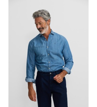 Silbon para hombre. 134155 Camisa sport denim azul (S), Casual, Algodón, Manga larga