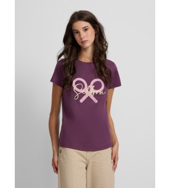 Silbon para mujer. 135062 Camiseta clásica raqueta lila (L), Casual, Algodón, Manga corta