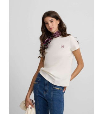 Silbon para mujer. 135157 Camiseta letras smile blanco (S), Casual, Algodón, Manga corta