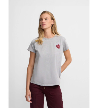 Silbon para mujer. 135064 Camiseta love gris (XL), Casual, Algodón, Manga corta