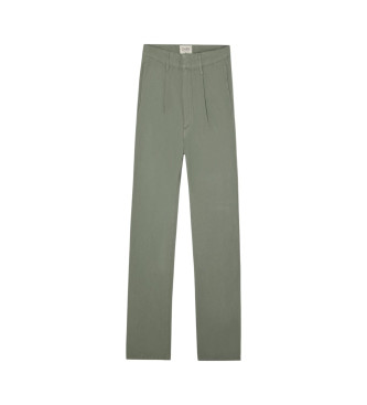 Silbon für Herren. 131286 Grüne Chino-Leinen-Sporthose mit grünem Greifer (46), Lässig, Baumwolle