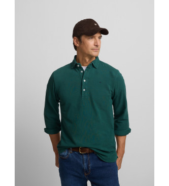 Silbon para hombre. 136607 Polo liso manga larga verde oscuro (M), Casual, Algodón
