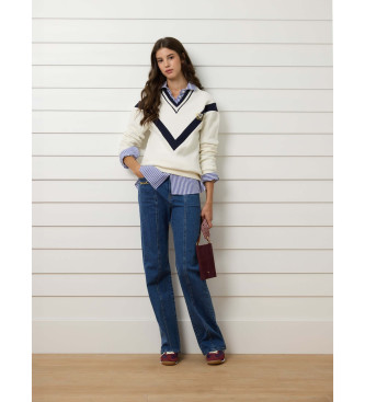 Silbon para mujer. 135095 Sudadera escudo blanco roto (XL), Beige, Casual, Algodón