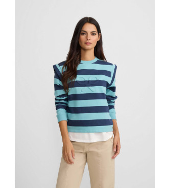 Silbon para mujer. 135052 Sudadera hombreras rayas azul (XL), Casual, Algodón