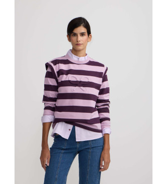 Silbon para mujer. 135053 Sudadera hombreras rayas lila (L), Casual, Algodón