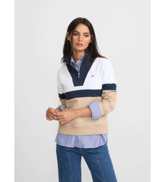 Silbon para mujer. 135055 Sudadera tricolor blanco, beige (M), Casual, Algodón