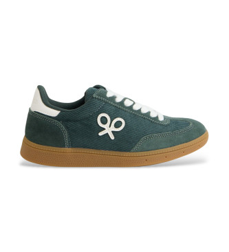Silbonvoor mannen. 133631 Groene corduroy casual leren sportschoenen (44), Leer, Plat, Veters