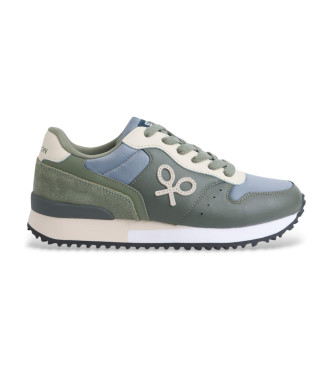 Silbon para hombre. 133645 Zapatillas de Piel running sport verde (45), Plano, Cordones, Casual
