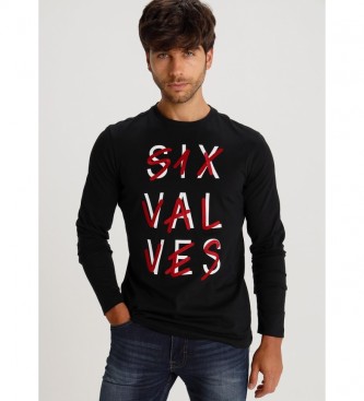 Six Valves para homem. Camiseta Grafica Emb+Print preta Six Valves