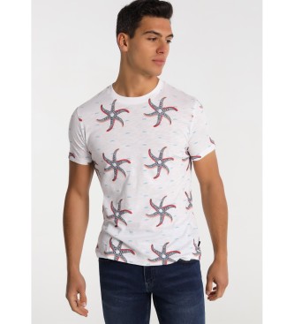 Six Valves para homem. T-shirt de manga curta impressa branca