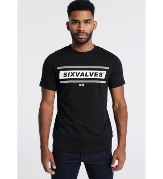 six valves per . t-shirt a maniche corte con grafica di marca nera uomo