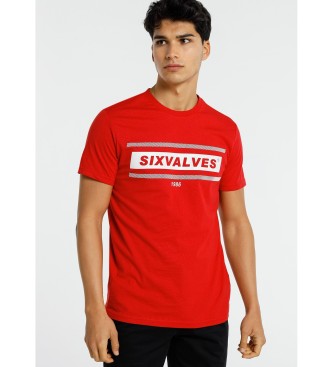 Six Valves para hombre. Camiseta Manga Corta Grafica Brand rojo