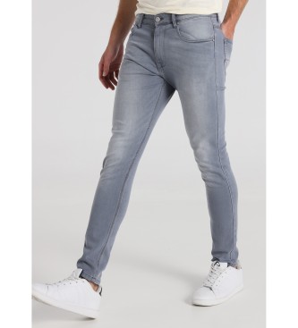 Six Valves para hombre. 500141408 Jeans Super Skinny fit Tiro medio gris (29), Casual, Algodón, Denim
