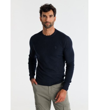 Six Valves para hombre. 570131227 Jersey Básico Jaquard marino (M), Casual, Algodón, Manga larga