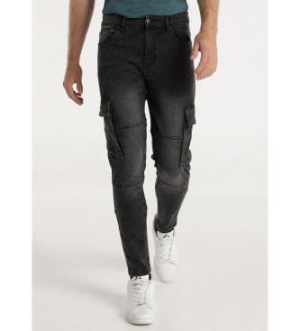 Six Valves para hombre. 500441612 Jeans cargo negro (32), Casual, Algodón, Denim