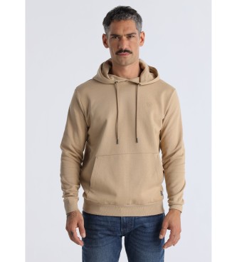 Six Valves para hombre. 560331134 Sudadera Básica con Capucha y Bolsillo Canguro beige (M), Casual, Algodón