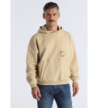 Six Valves para hombre. 560951652 Sudadera gráfico en la espalda beige (L), Casual, Algodón, Manga larga