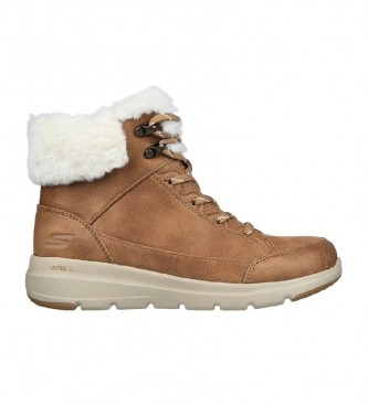 Skechersvoor vrouwen. 144178 Glacial Ultra Cozyly bruine enkellaarsjes (36), Plat, Ritssluiting, Casual